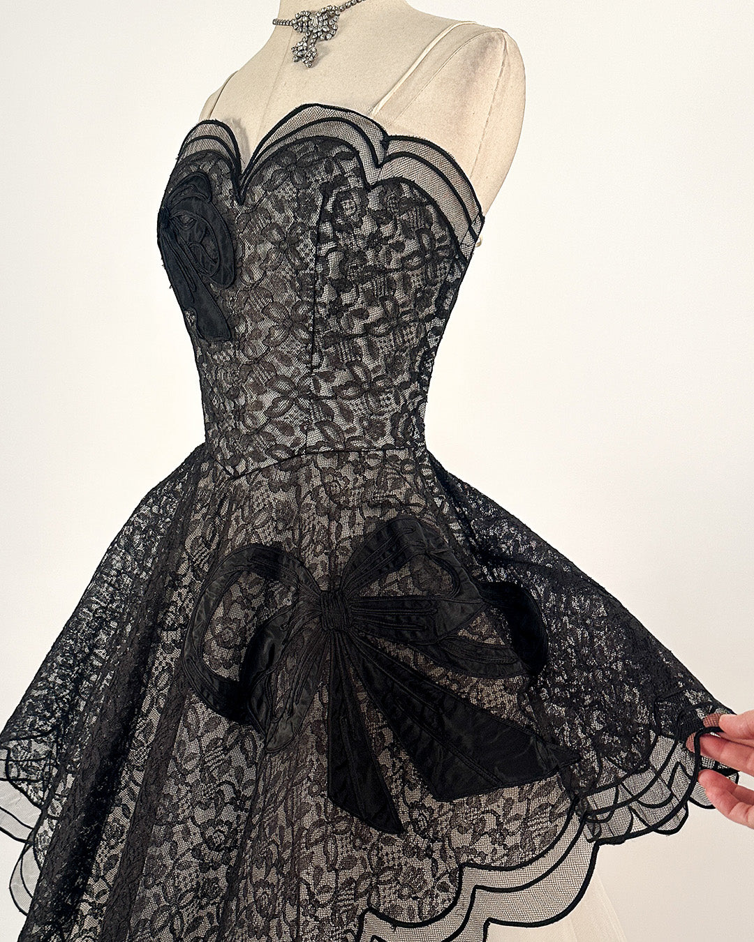 1950s Stunning and Rare Lace and Tulle Ball Gown by Emma Domb / Waist 28
