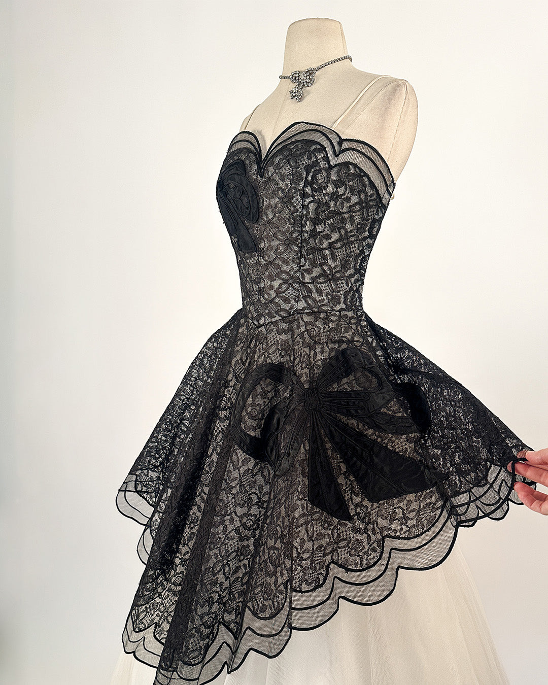 1950s Stunning and Rare Lace and Tulle Ball Gown by Emma Domb / Waist 28