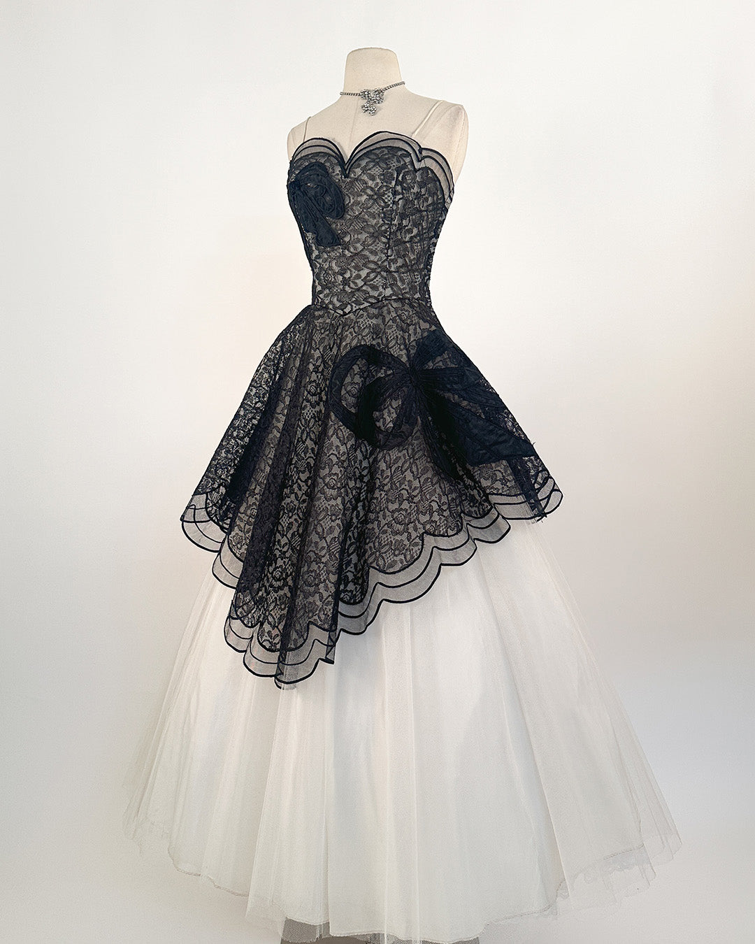 1950s Stunning and Rare Lace and Tulle Ball Gown by Emma Domb / Waist 28