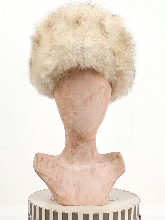 1950-60s Real Vintage White Fur Hat / OSFM