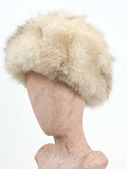 1950-60s Real Vintage White Fur Hat / OSFM