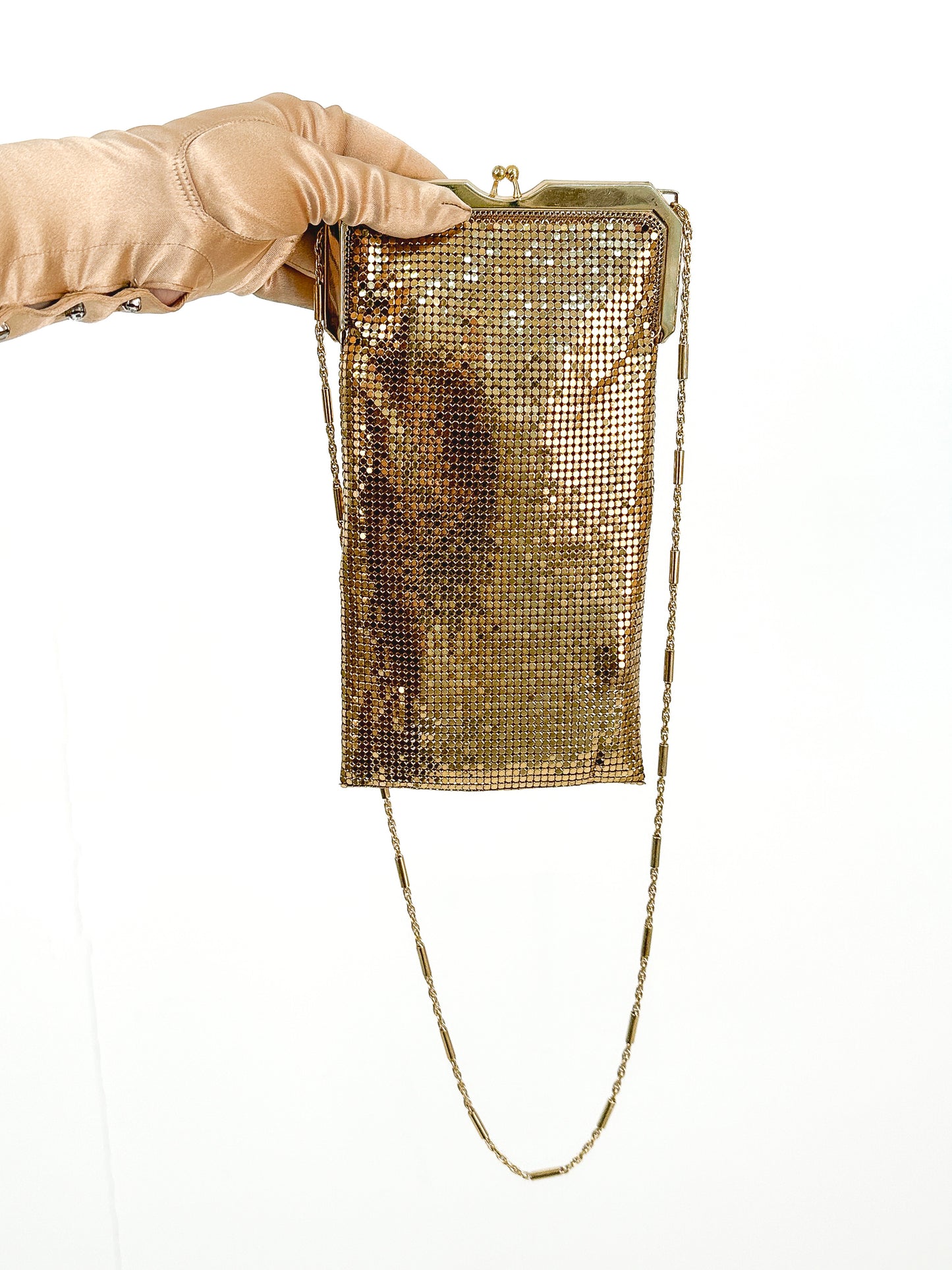 1940s Whiting and Davis Gold Mesh Evening Bag