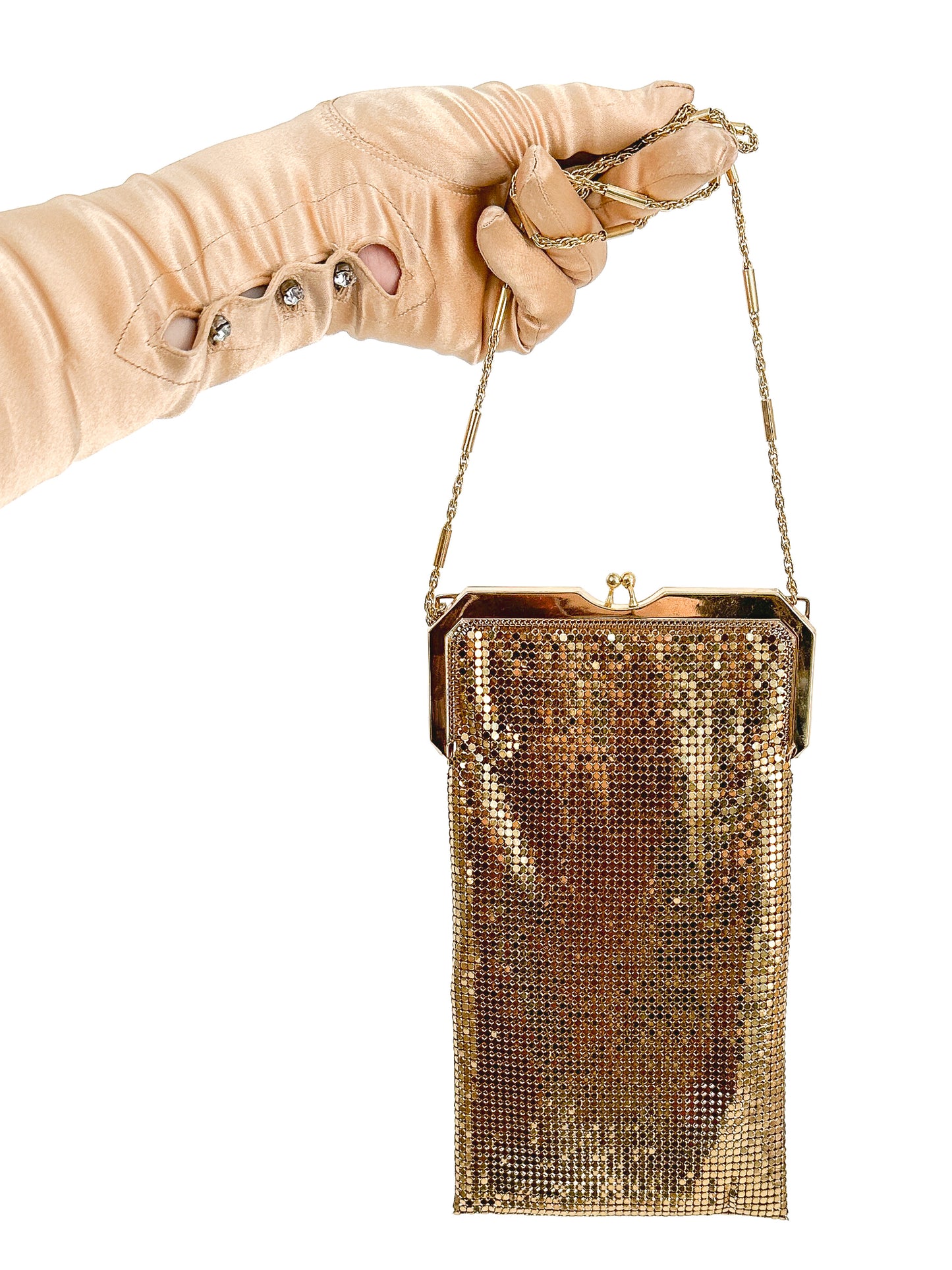 1940s Whiting and Davis Gold Mesh Evening Bag