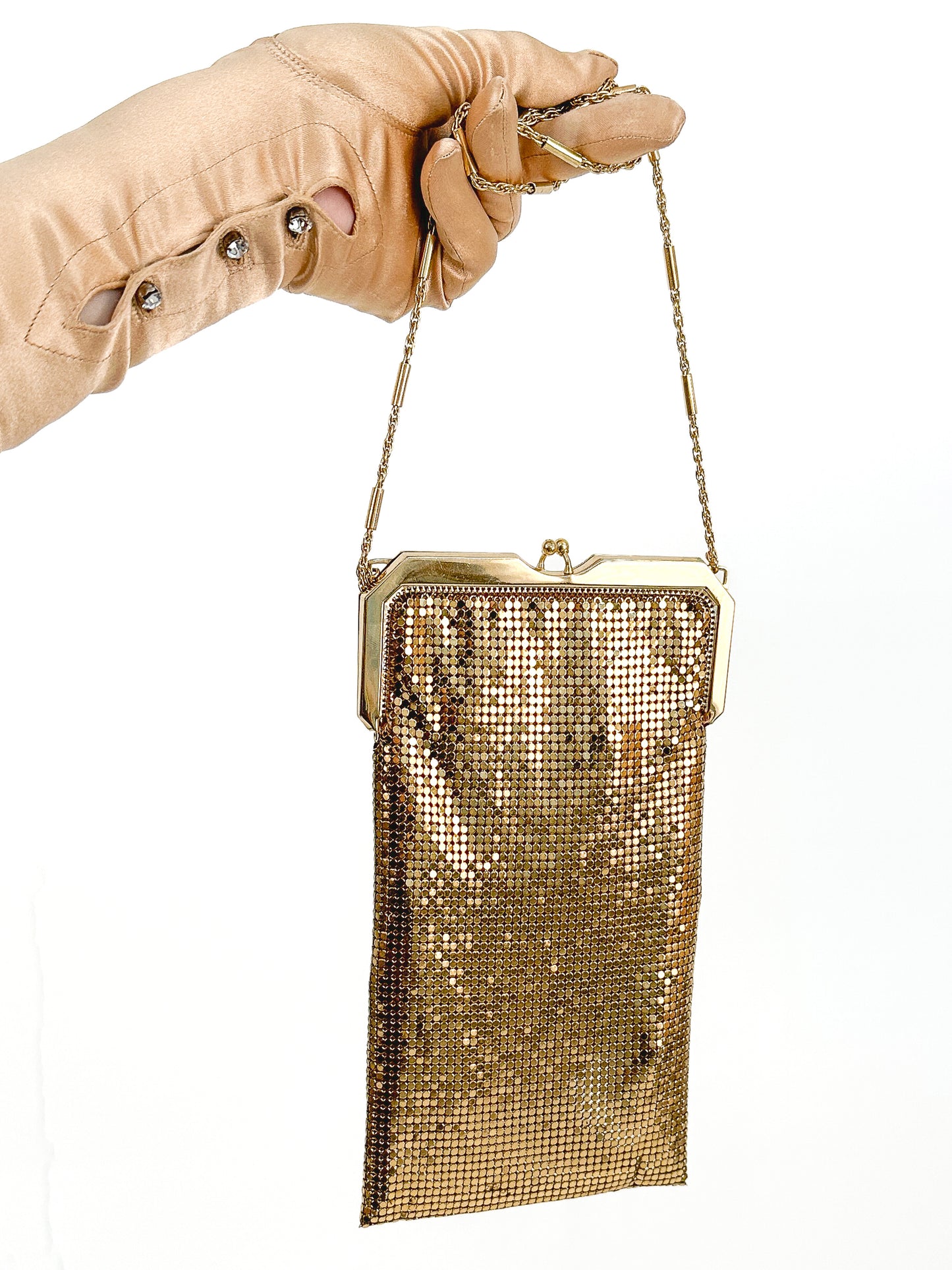 1940s Whiting and Davis Gold Mesh Evening Bag