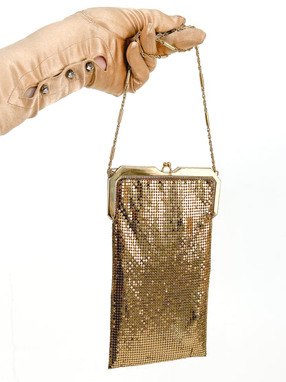 1940s Whiting and Davis Gold Mesh Evening Bag