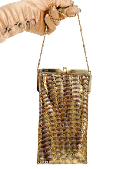 1940s Whiting and Davis Gold Mesh Evening Bag