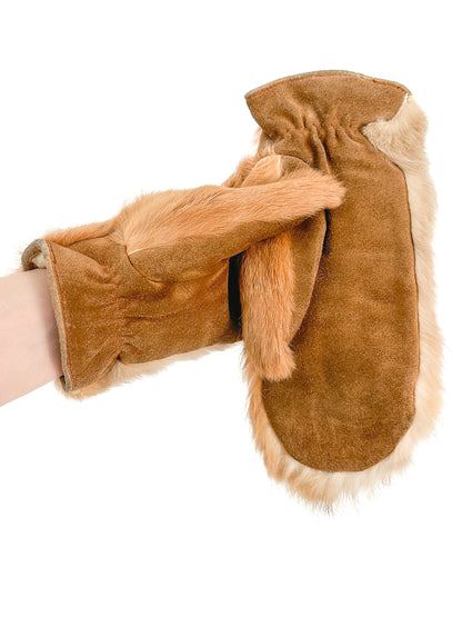 1950s Brown Fur Mittens / Medium