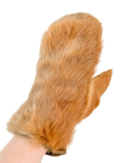 1950s Brown Fur Mittens / Medium