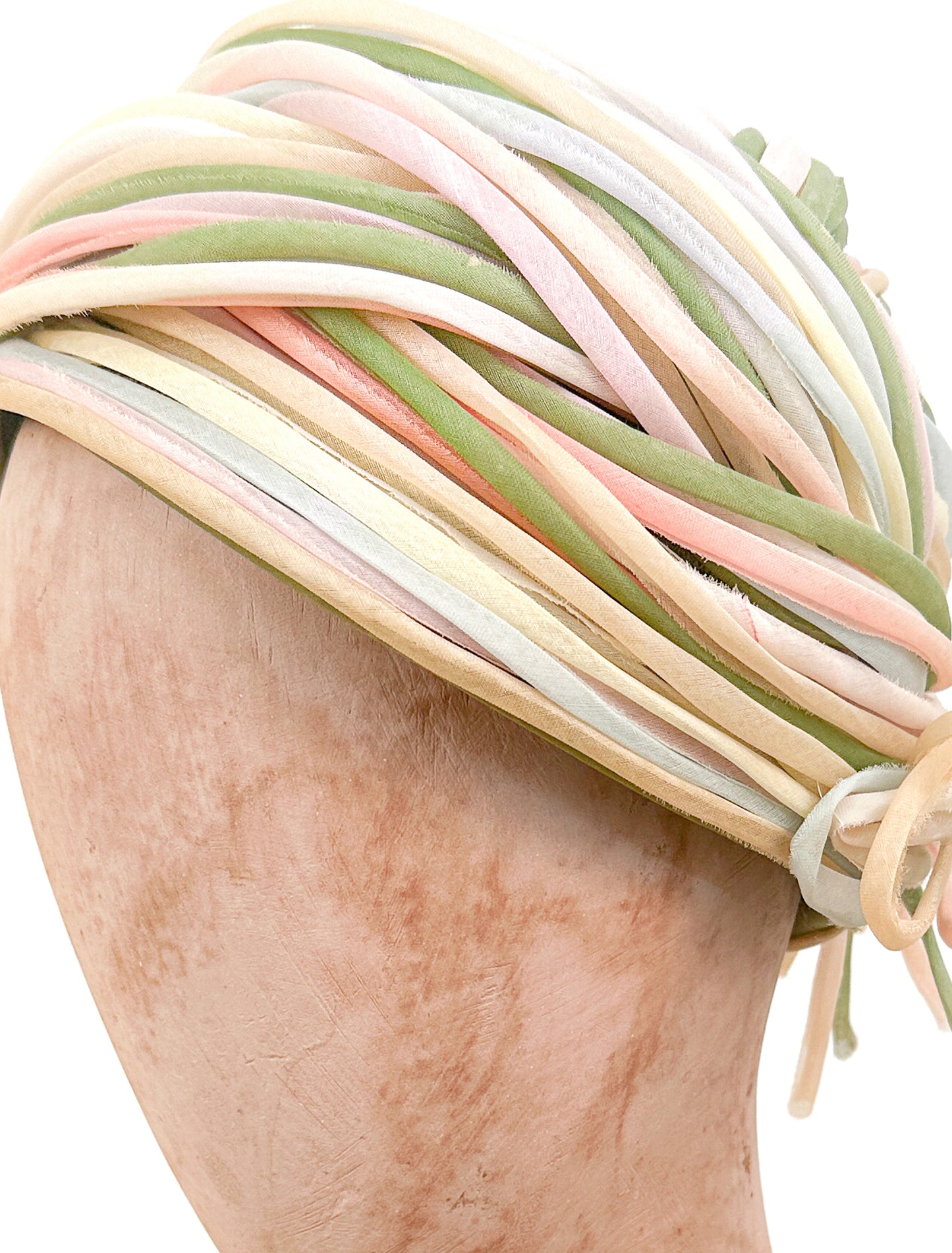 1960s Pastel Woven Cored Turban Hat