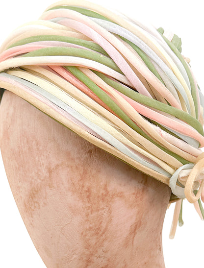 1960s Pastel Woven Cored Turban Hat