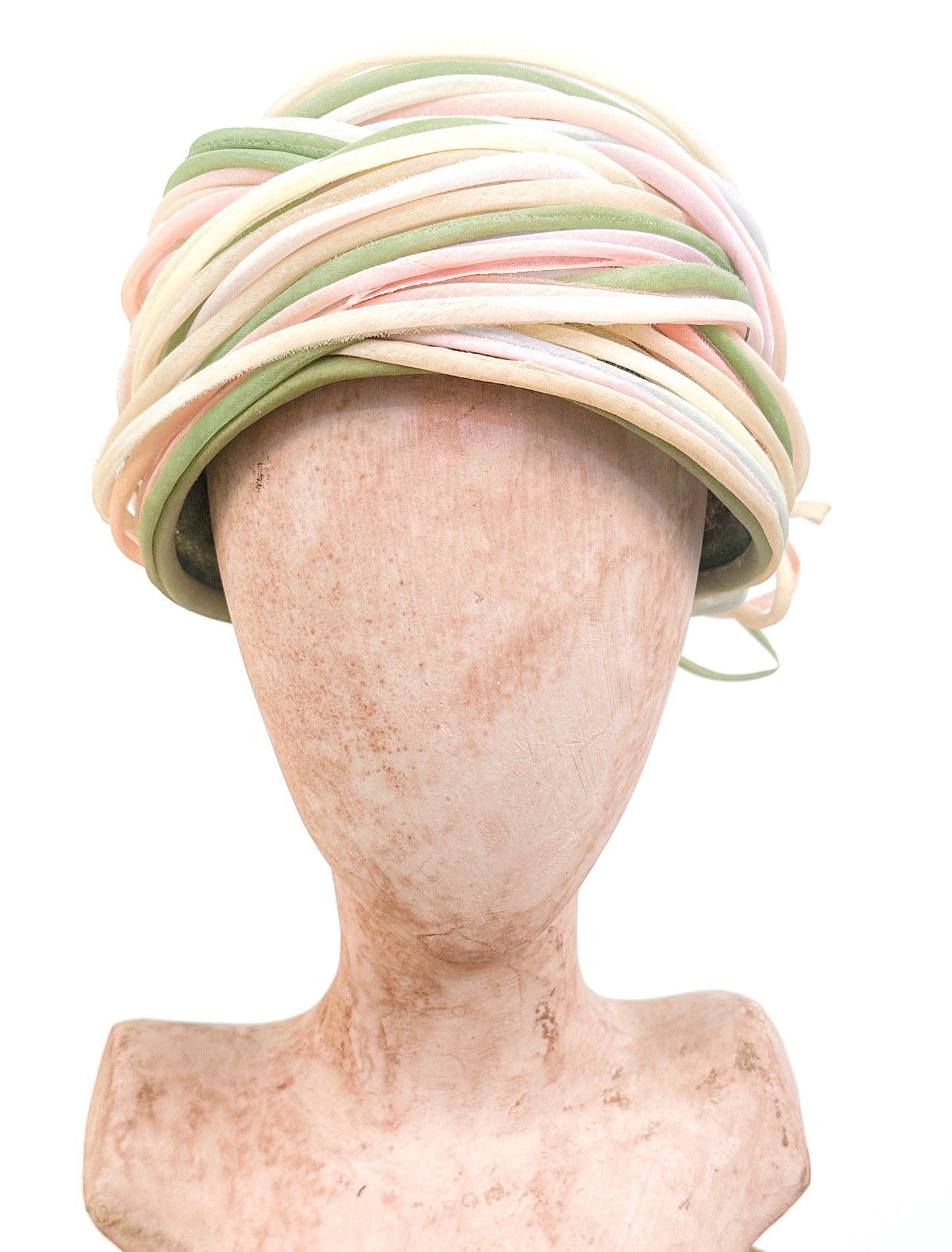 1960s Pastel Woven Cored Turban Hat