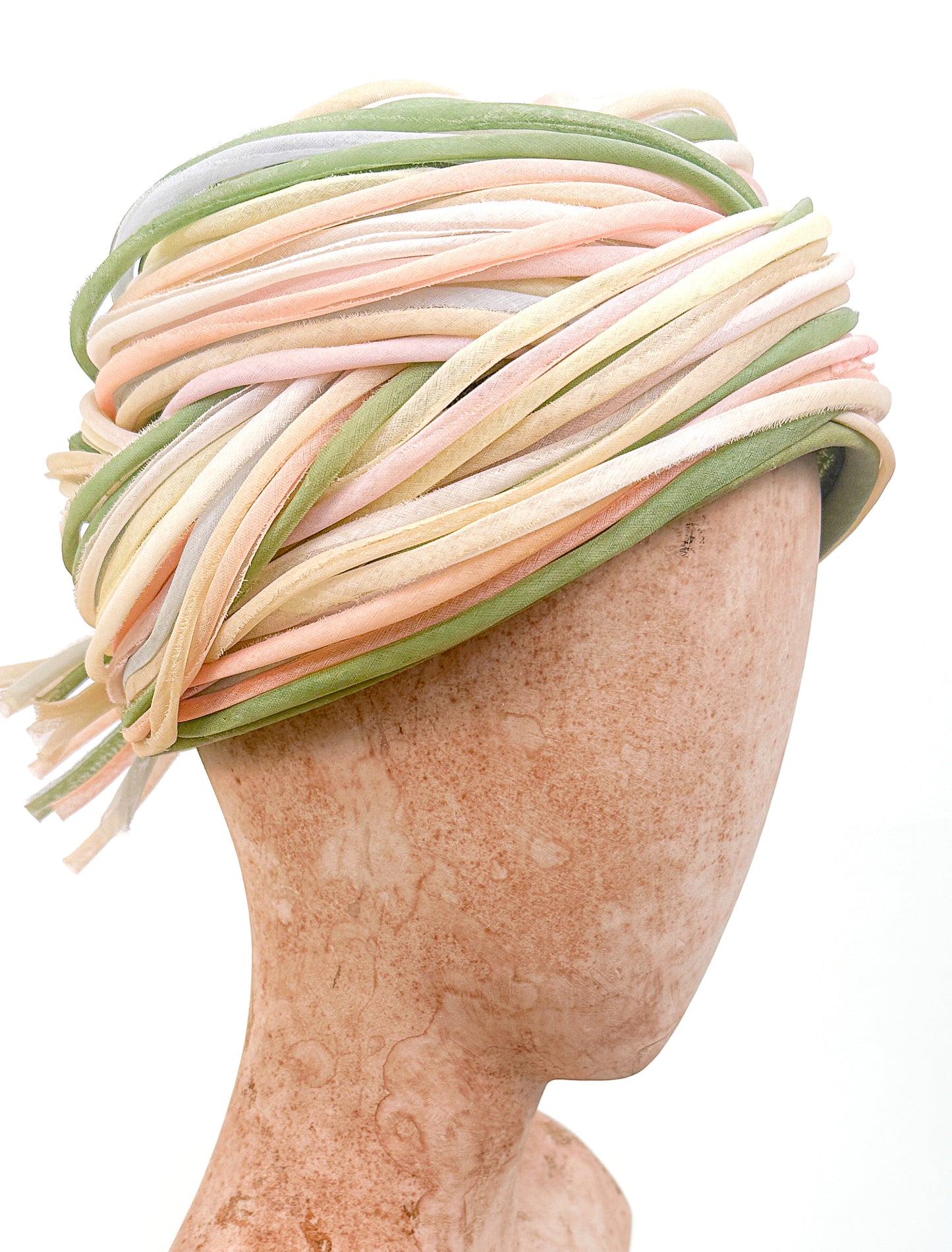 1960s Pastel Woven Cored Turban Hat