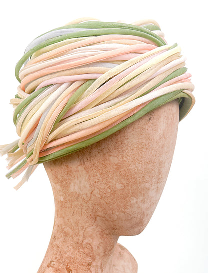 1960s Pastel Woven Cored Turban Hat