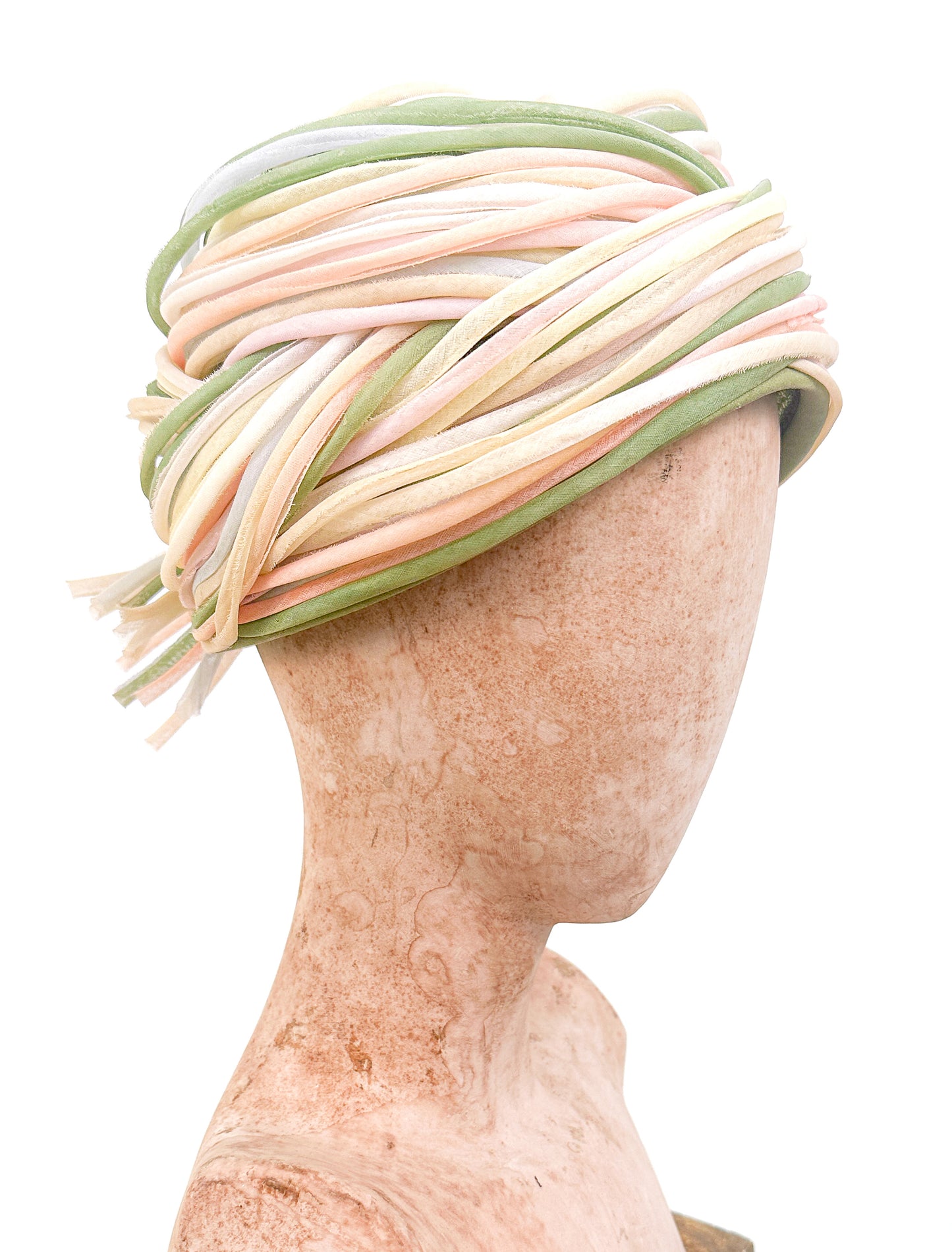 1960s Pastel Woven Cored Turban Hat