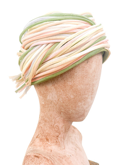 1960s Pastel Woven Cored Turban Hat