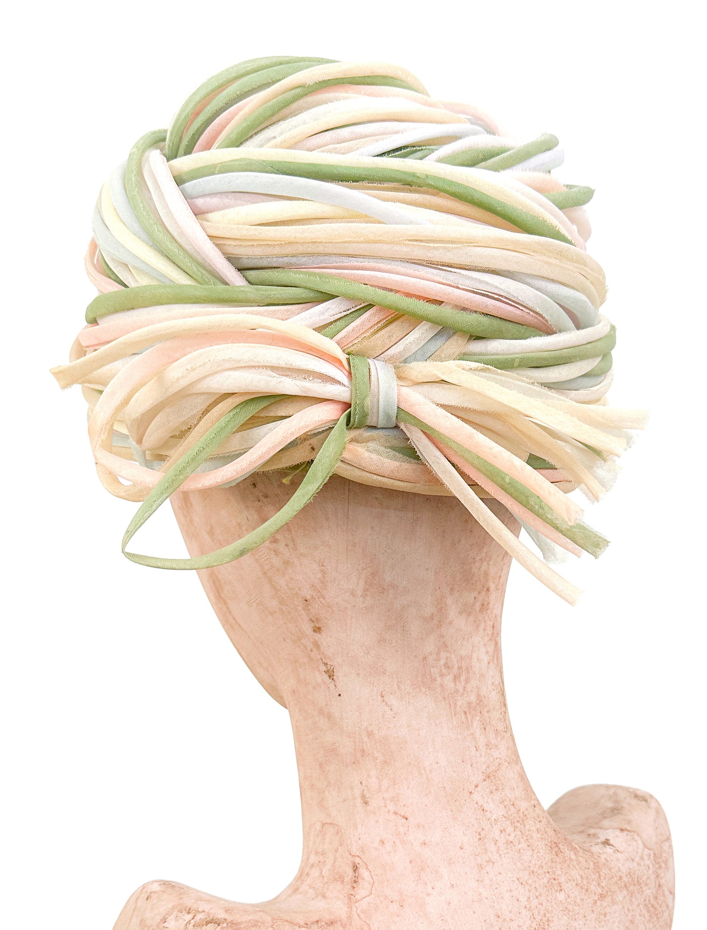 1960s Pastel Woven Cored Turban Hat