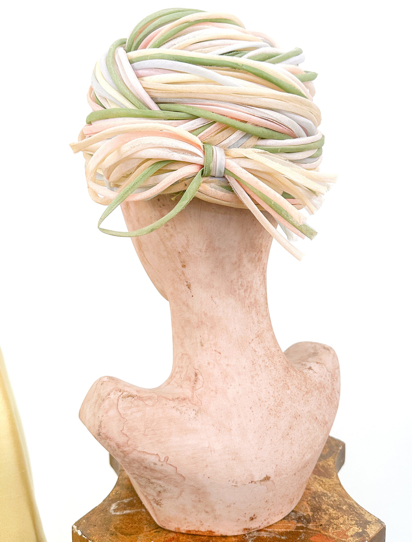 1960s Pastel Woven Cored Turban Hat