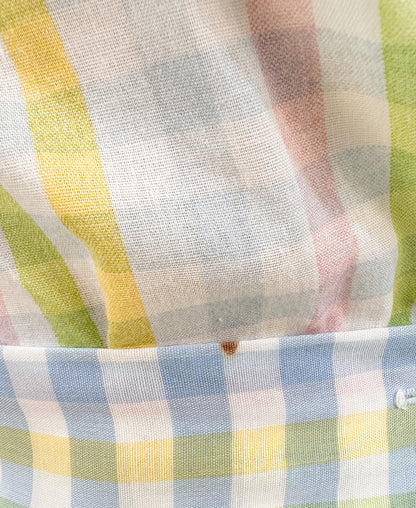 1960s Pastel Gingham Skirt Long / Small