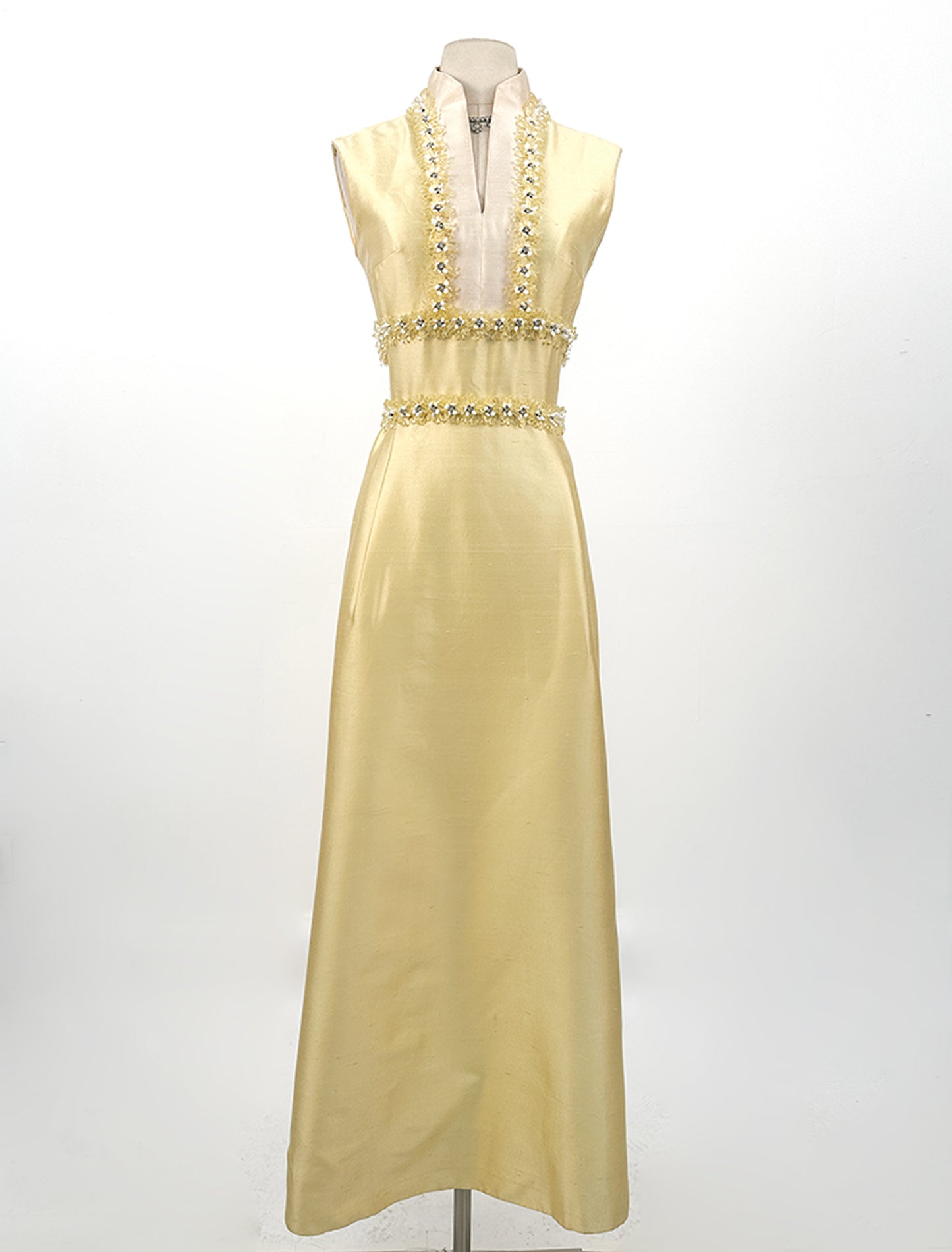 1960s Lemony Yellow Lilli Rubin Evening Gown / Waist 30