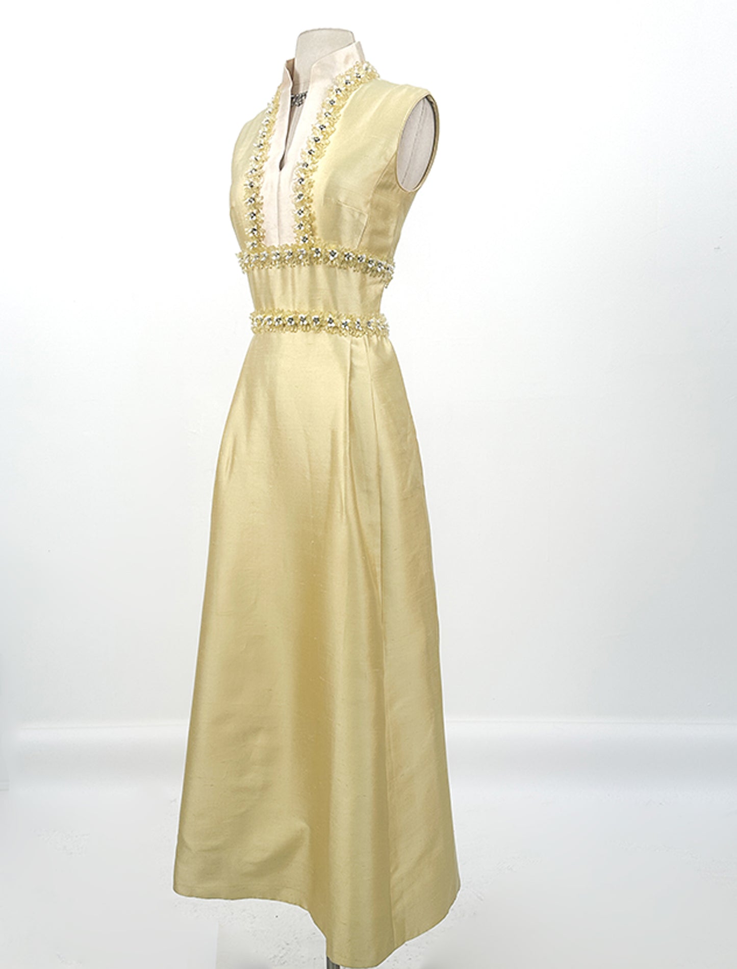 1960s Lemony Yellow Lilli Rubin Evening Gown / Waist 30