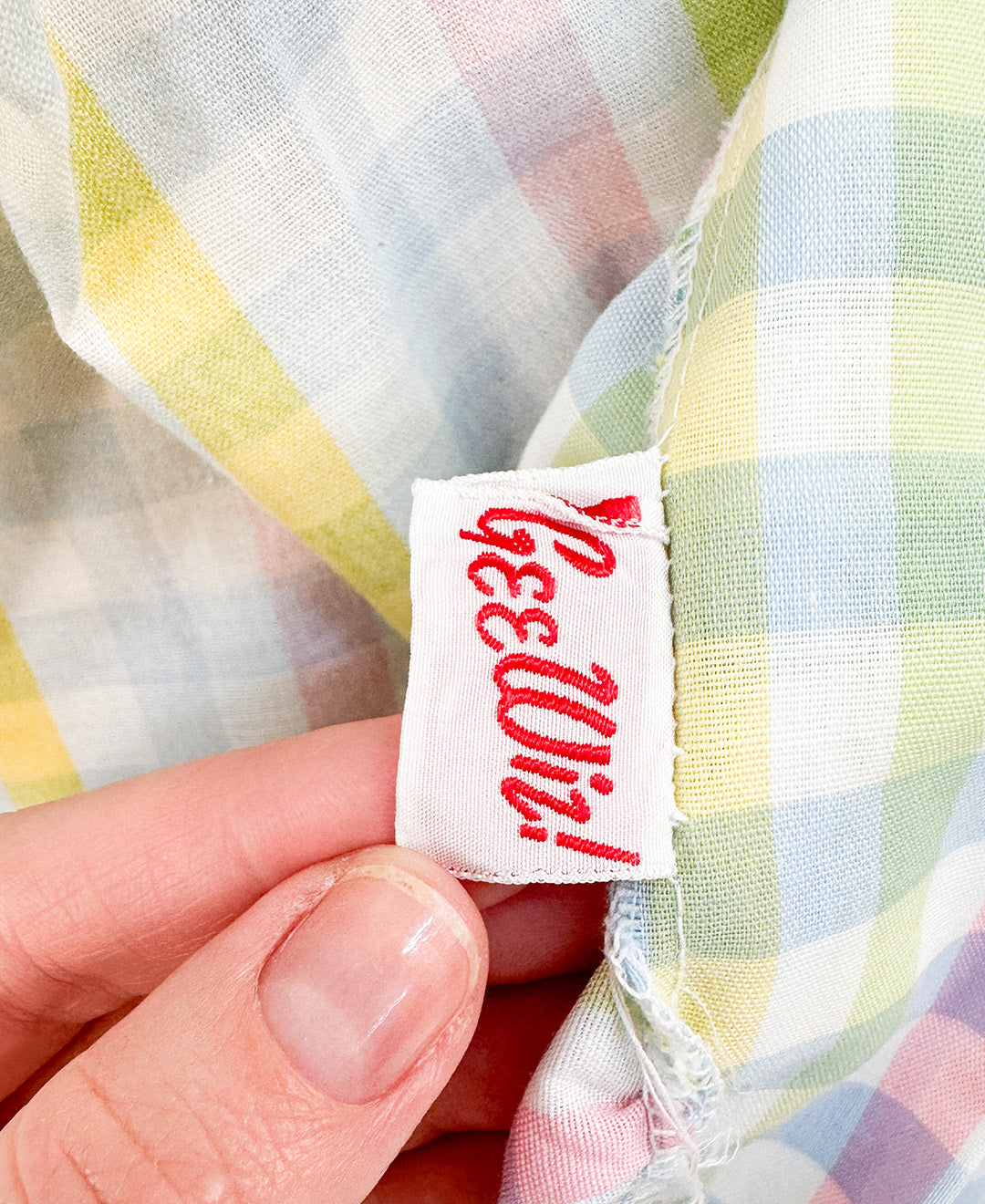 1960s Pastel Gingham Skirt Long / Small