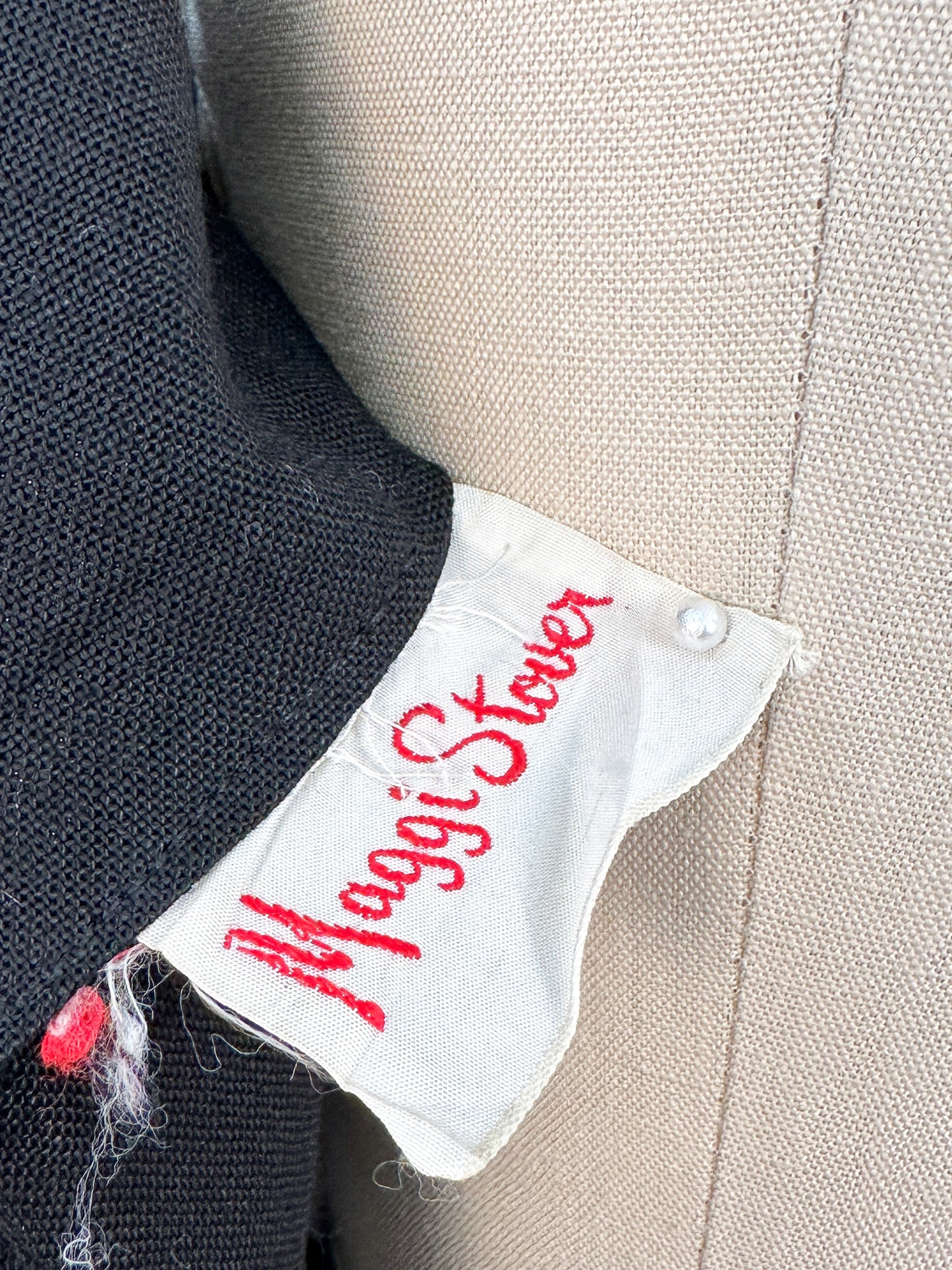 1960s Summery Black Linen Wiggle Dress with Elegant Yellow Rose Print Sash / Waist 24