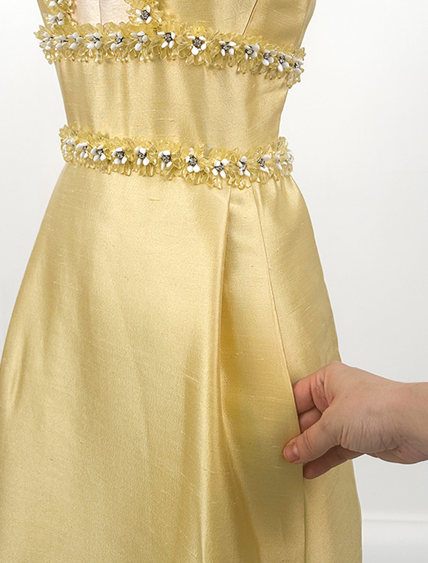 1960s Lemony Yellow Lilli Rubin Evening Gown / Waist 30