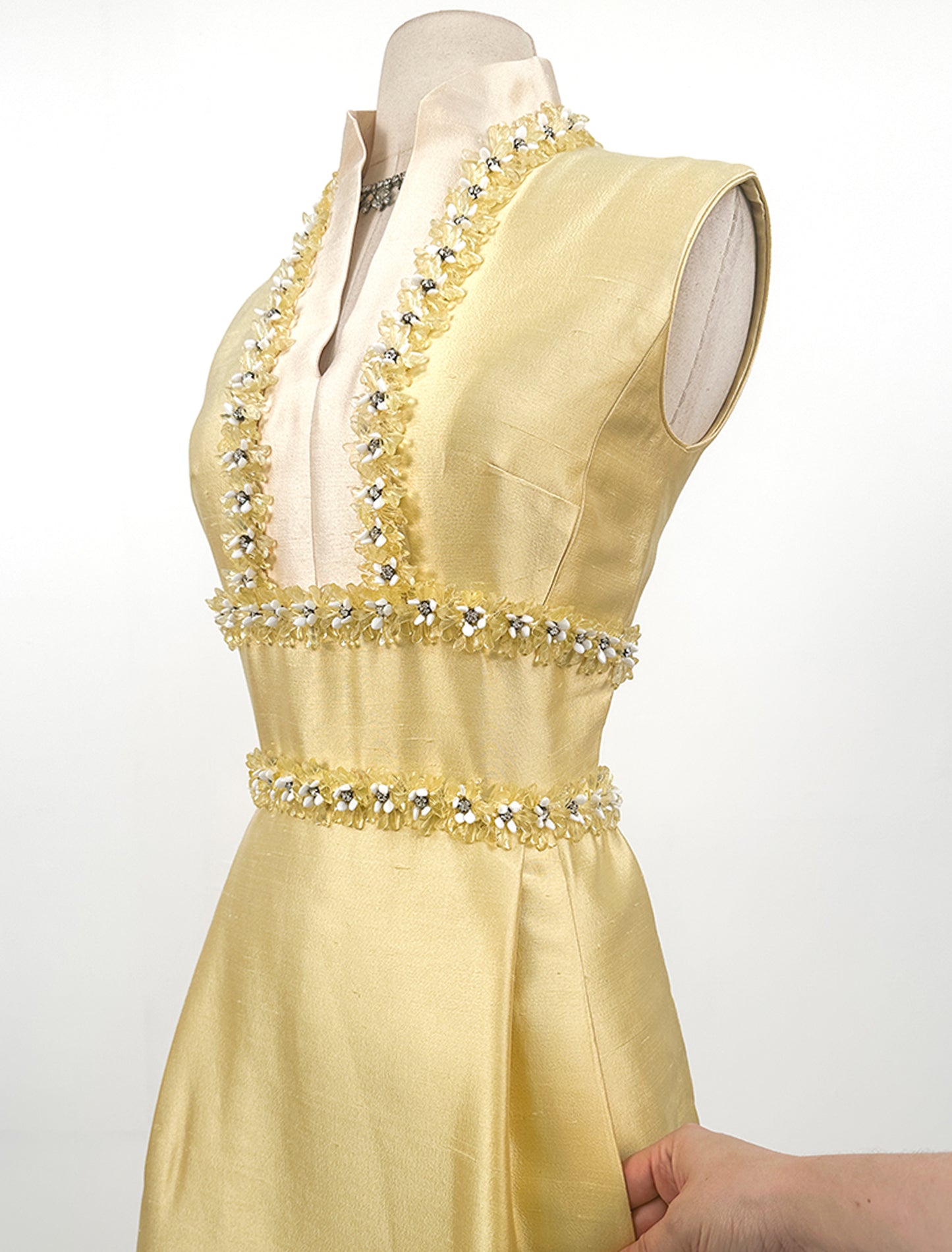 1960s Lemony Yellow Lilli Rubin Evening Gown / Waist 30