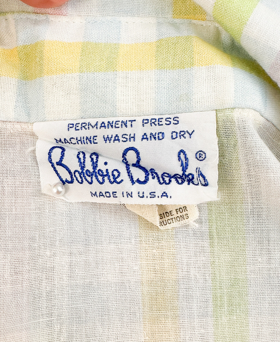 1960s Pastel Gingham Button up Shirt / Medium