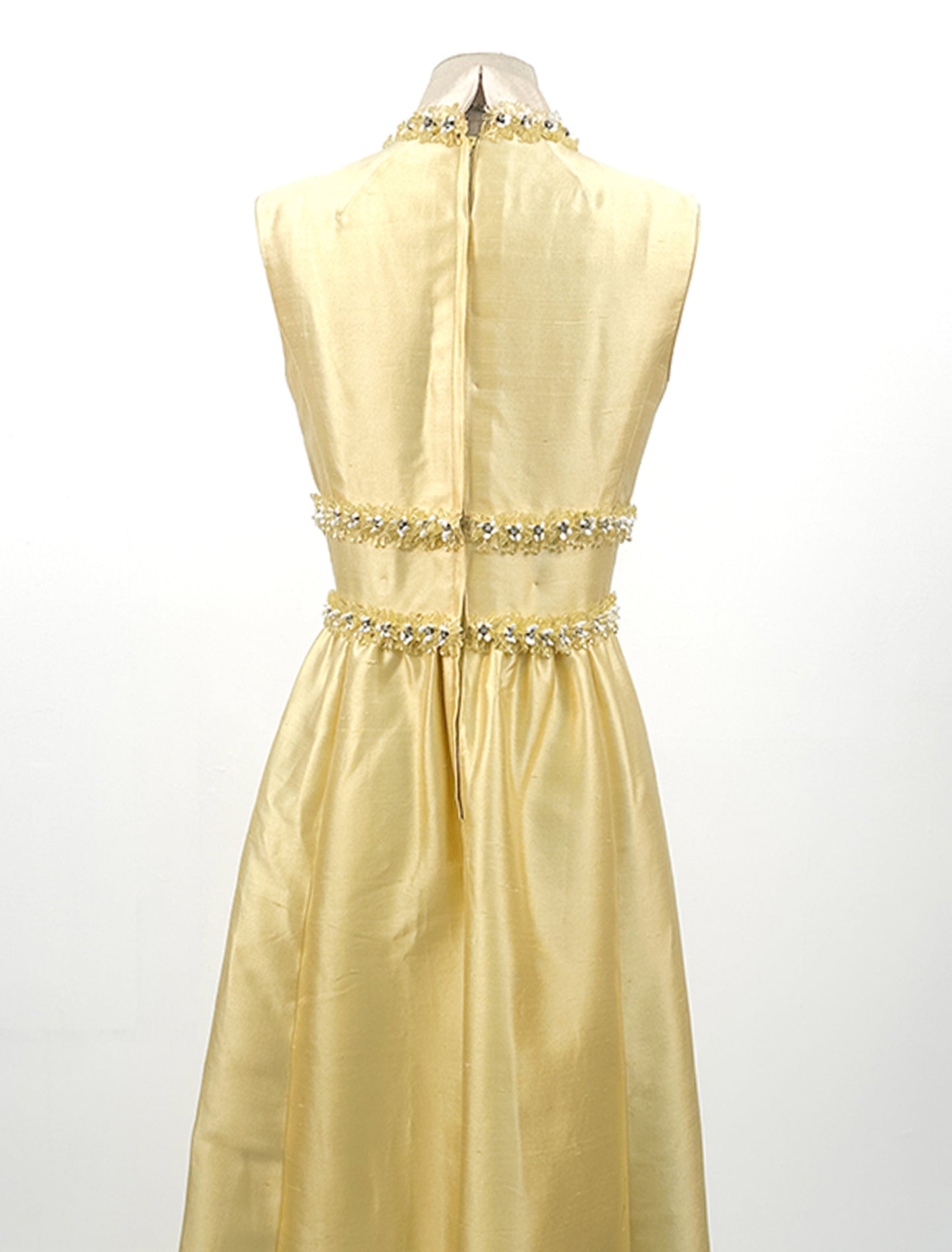 1960s Lemony Yellow Lilli Rubin Evening Gown / Waist 30