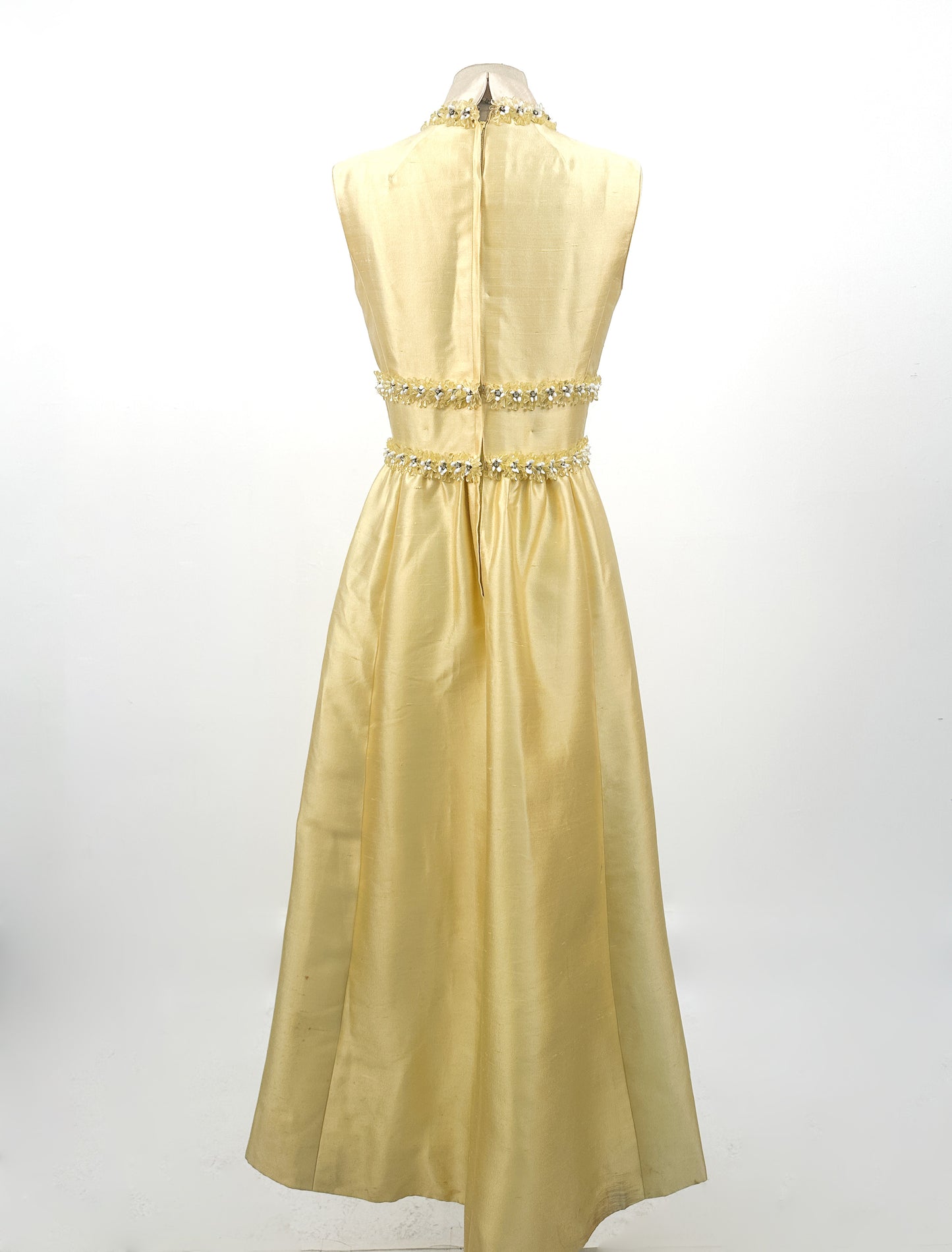 1960s Lemony Yellow Lilli Rubin Evening Gown / Waist 30