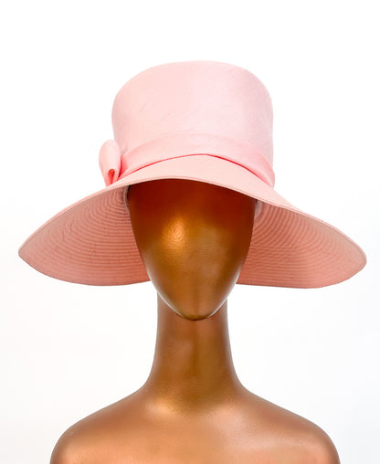 1960s Pink Bonnet-Styled Wide Brim Hat