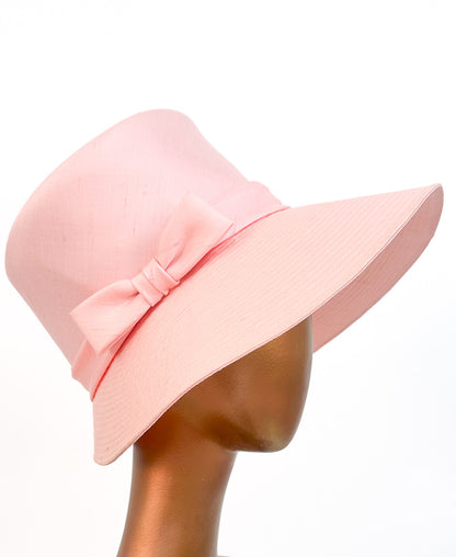 1960s Pink Bonnet-Styled Wide Brim Hat