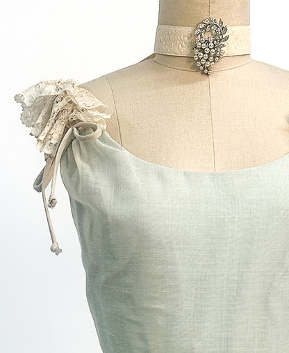 1960s Sea Green and Lace Dress / Waist 28