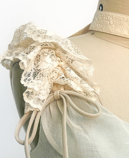 1960s Sea Green and Lace Dress / Waist 28