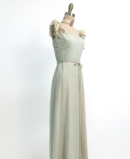 1960s Sea Green and Lace Dress / Waist 28