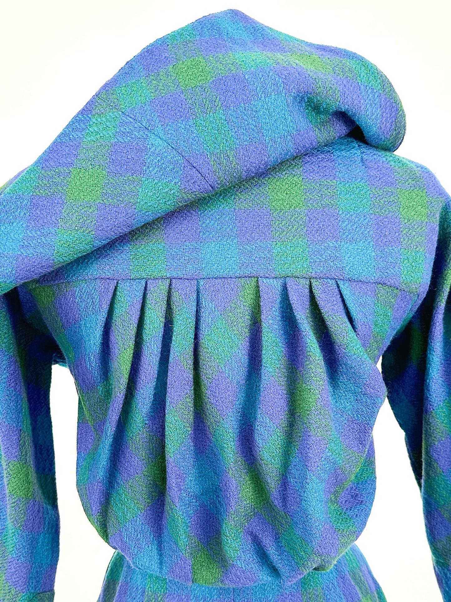 1950s Vibrant Plaid Wool Wiggle Dress / Waist 28