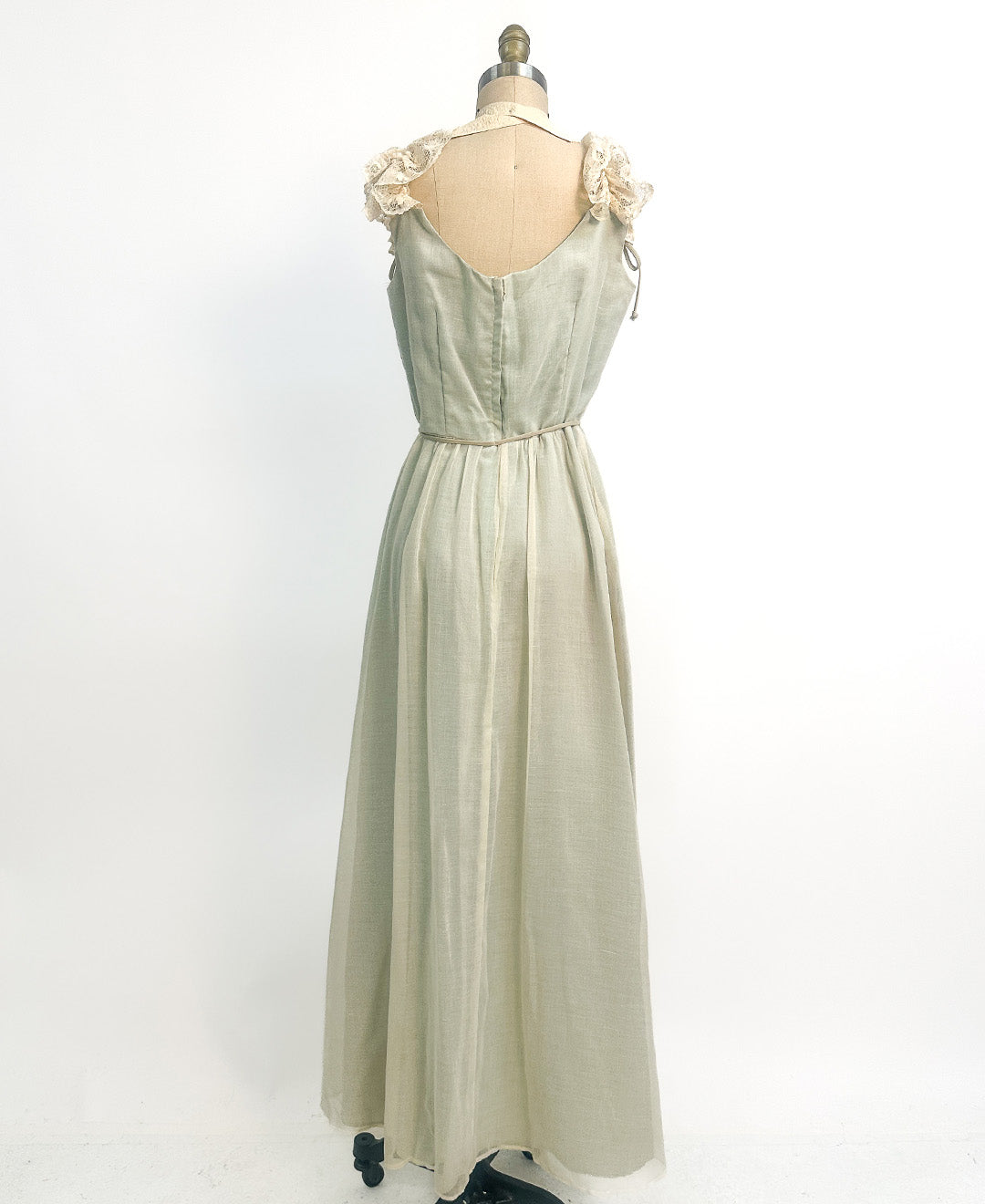 1960s Sea Green and Lace Dress / Waist 28