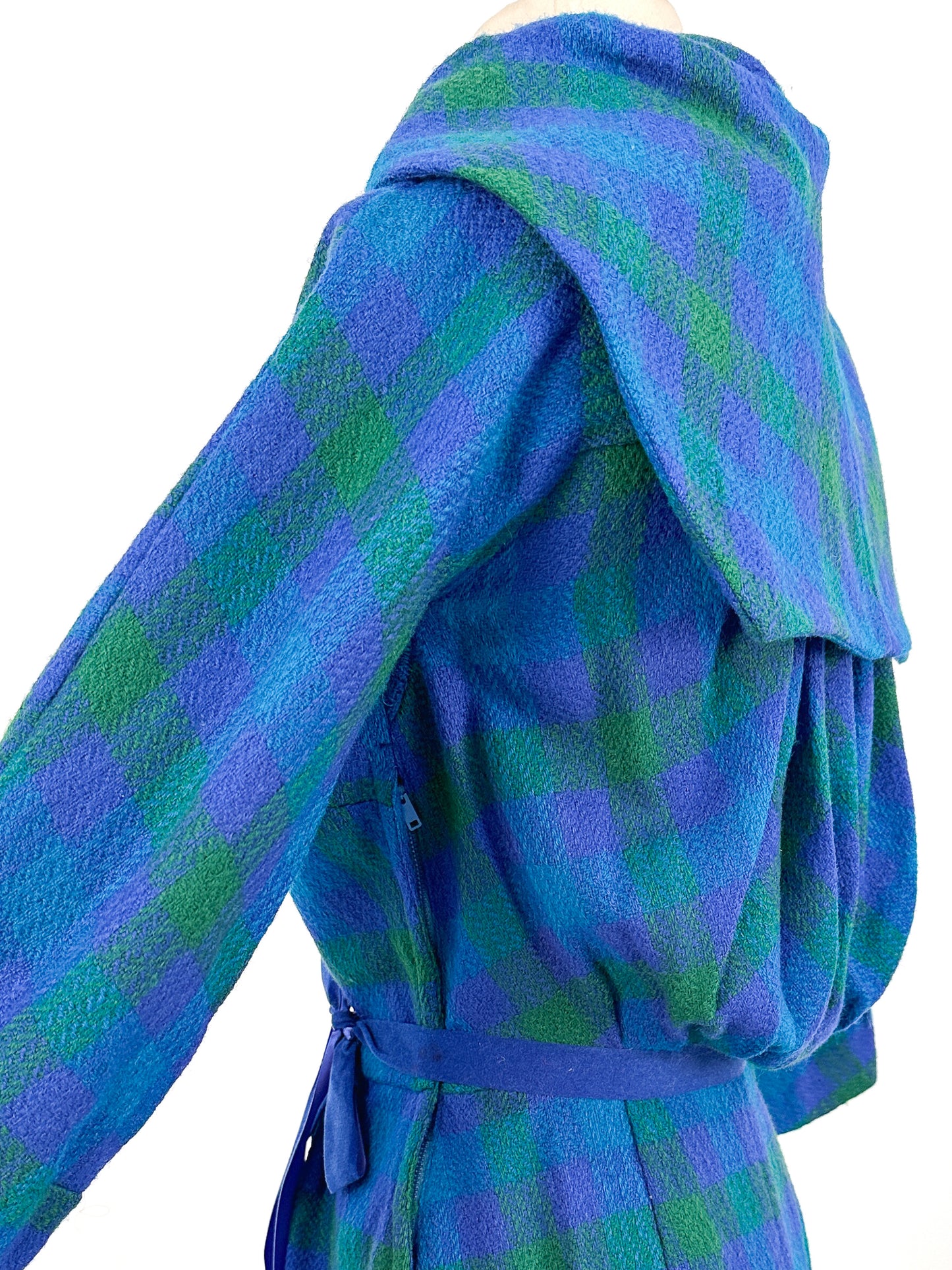 1950s Vibrant Plaid Wool Wiggle Dress / Waist 28