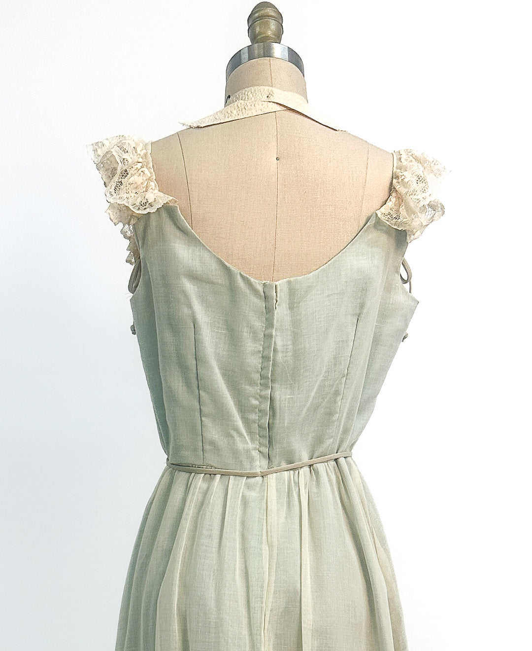 1960s Sea Green and Lace Dress / Waist 28