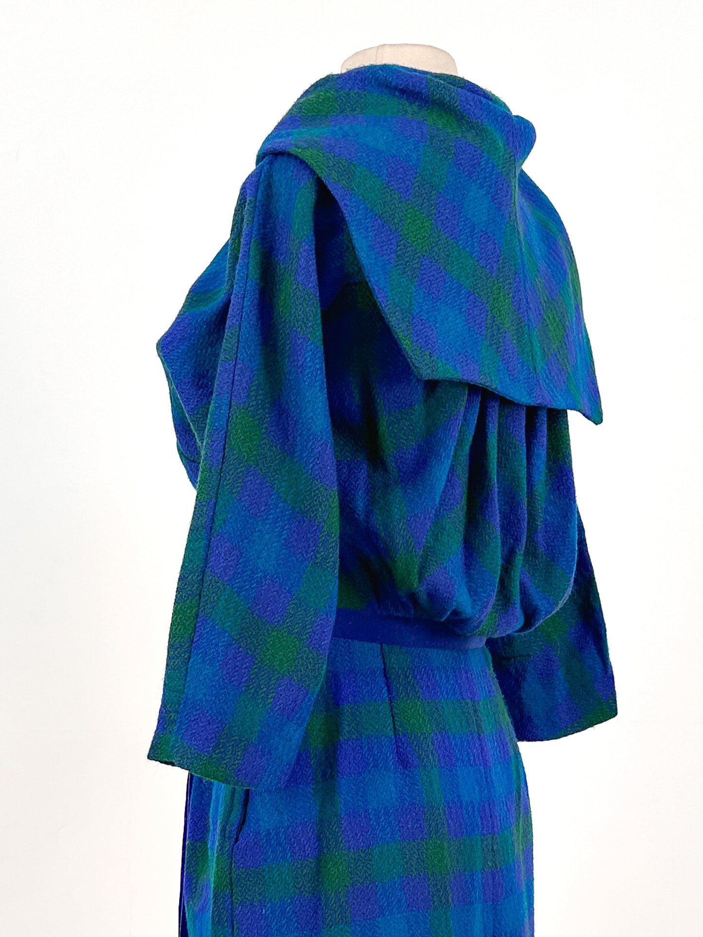 1950s Vibrant Plaid Wool Wiggle Dress / Waist 28