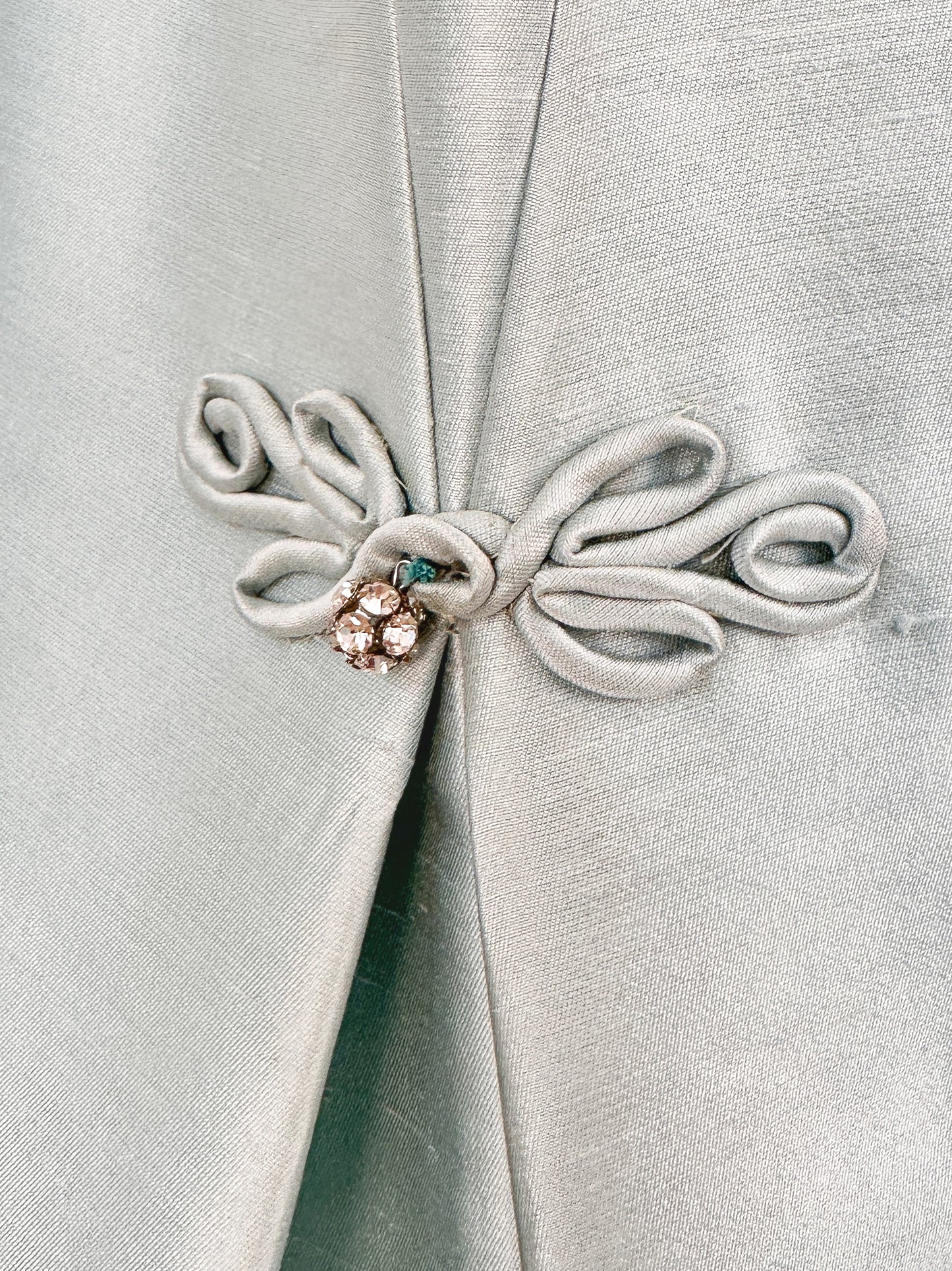 1960s Ice Blue Shantung Shift Dress / Waist 33