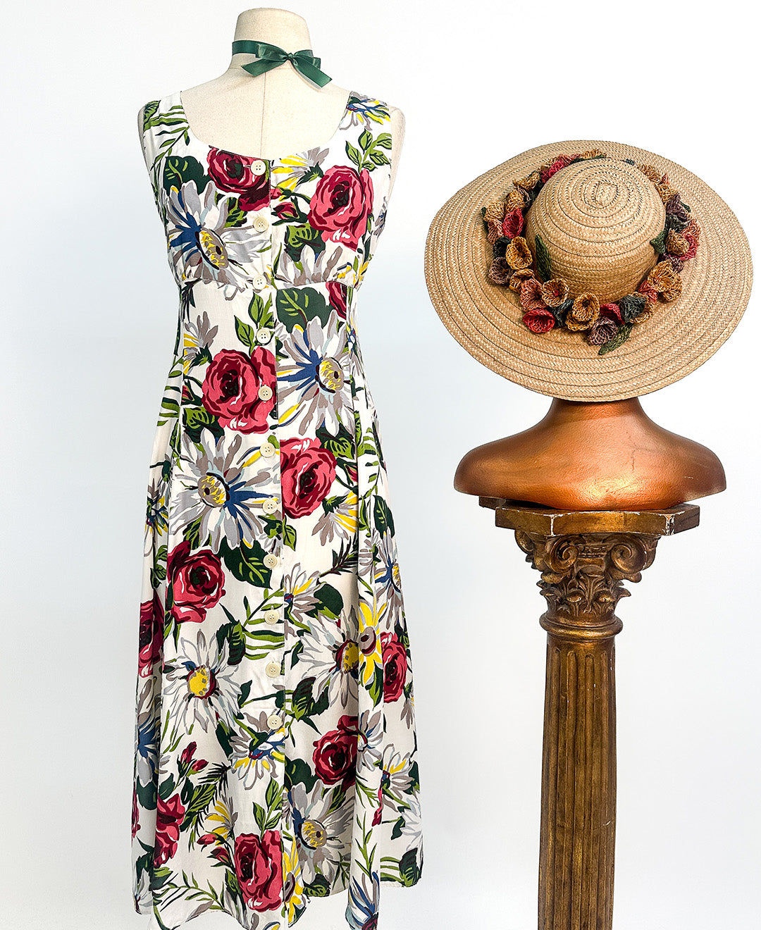 1990s Breezy Floral Sundress / Waist 34"