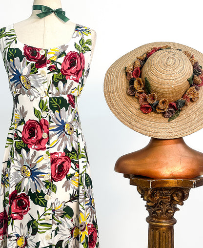 1990s Breezy Floral Sundress / Waist 34"