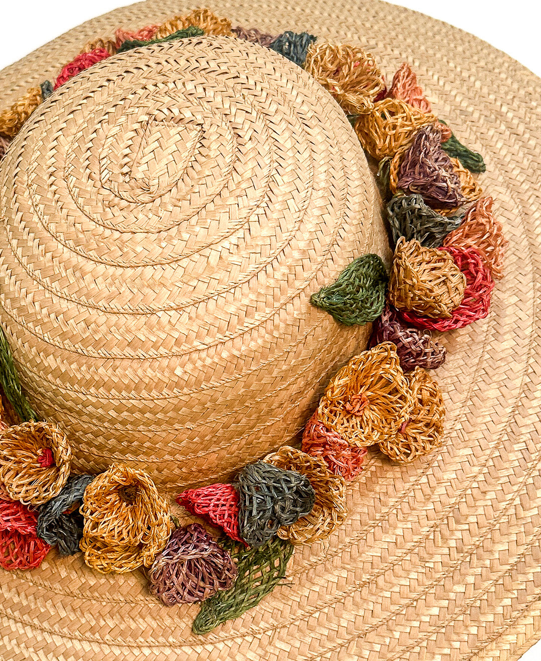 1980s Floral Straw Hat