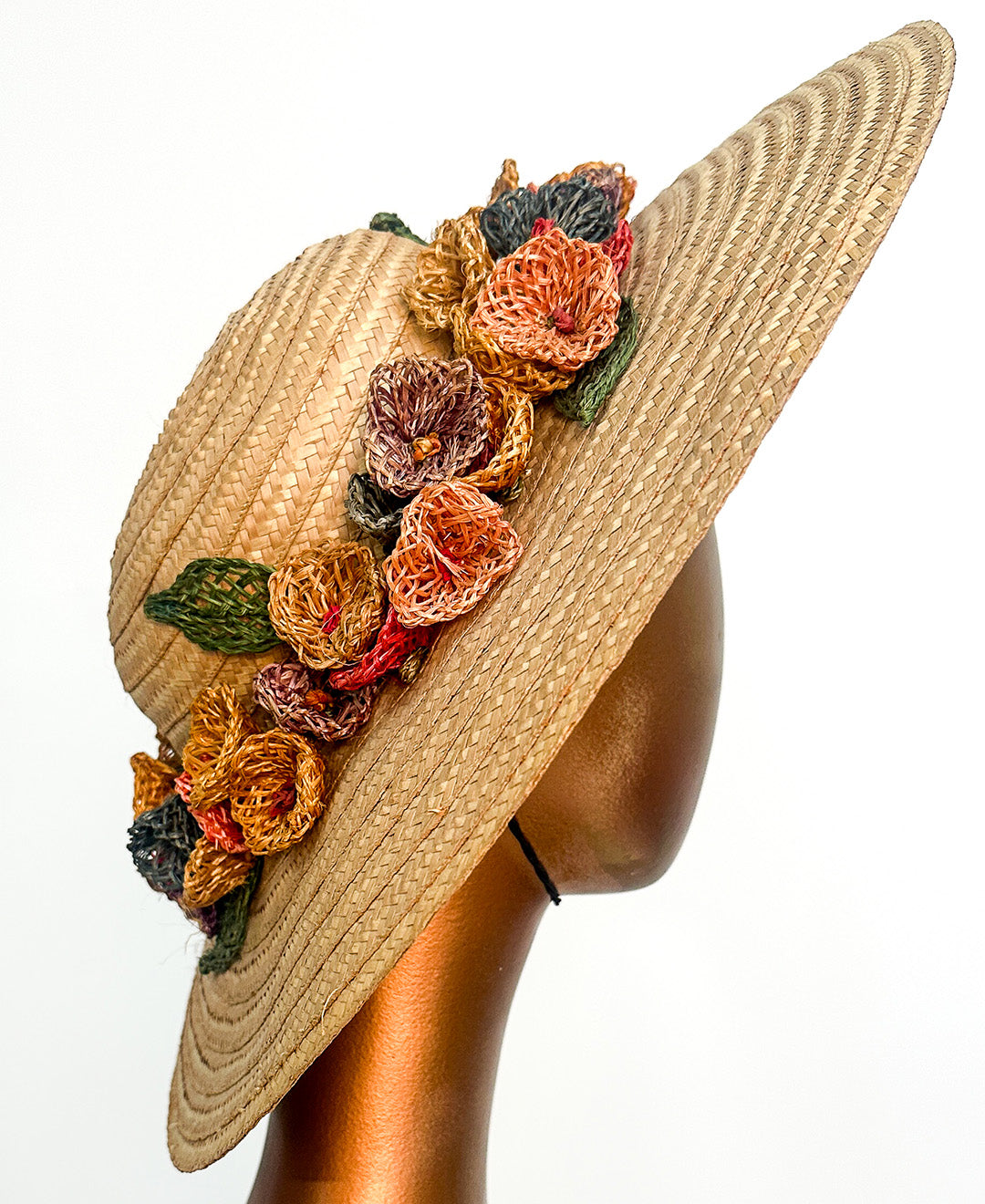 1980s Floral Straw Hat