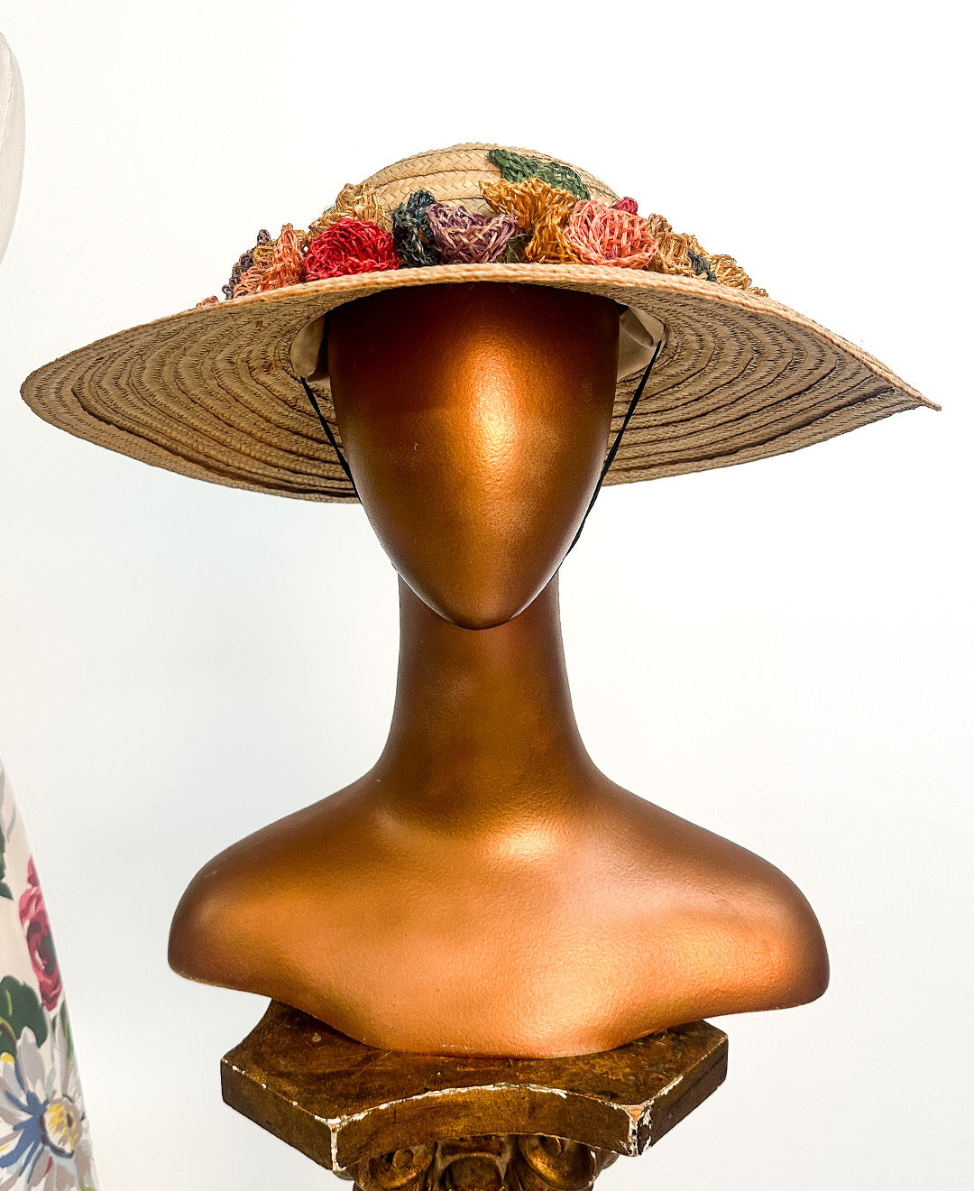 1980s Floral Straw Hat
