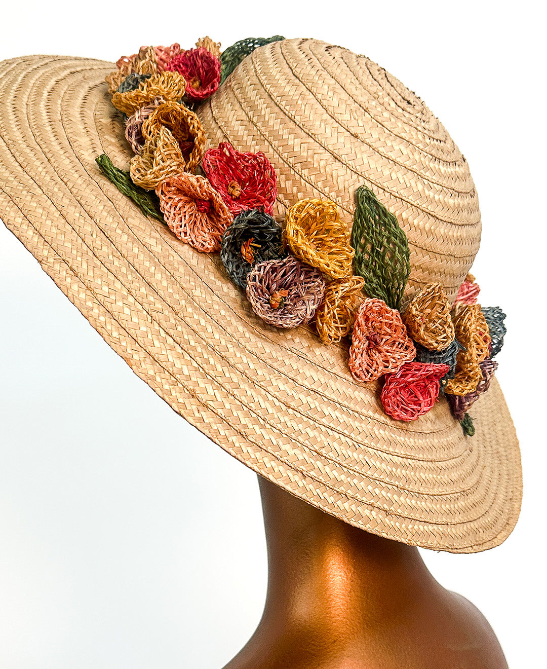 1980s Floral Straw Hat