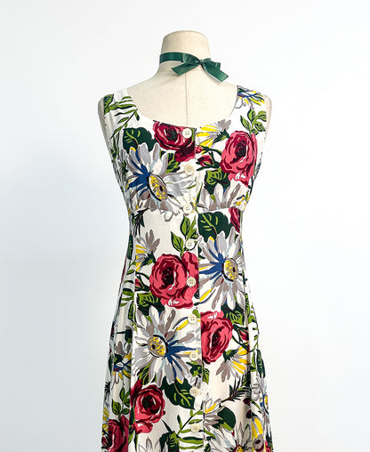 1990s Breezy Floral Sundress / Waist 34"