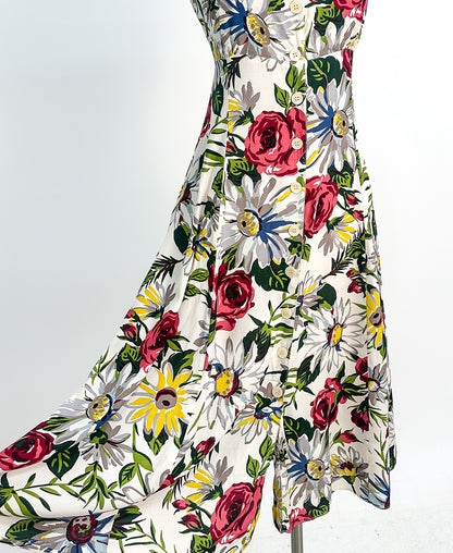 1990s Breezy Floral Sundress / Waist 34"